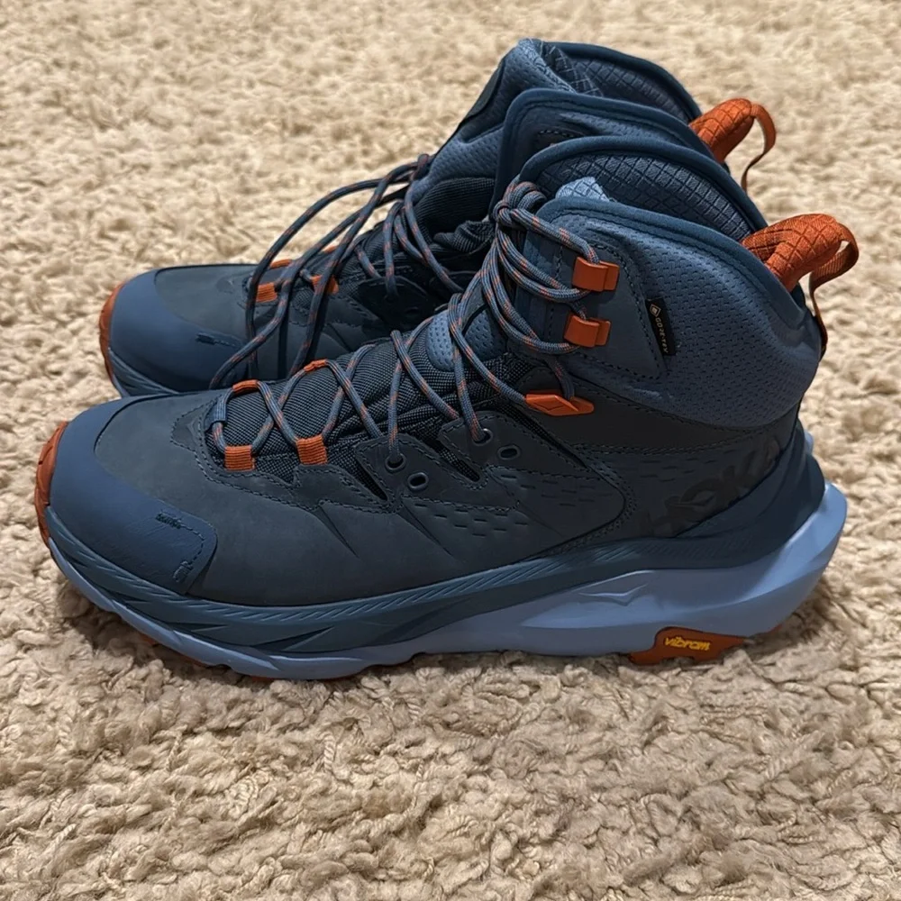 NIB Hoka One Men's Navy and Orange Boots M Kaha 2 GTX Hiking Shoes - Picture 3 of 7